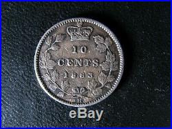 10 cents 1883H Canada small silver coin Queen Victoria c ¢ dime F-15