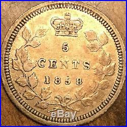 1858 CANADA SILVER 5 CENTS COIN Excellent example