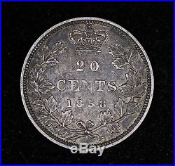 1858 Canada 20 Cent Silver Coin Very Fine++ #fc1007