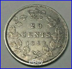 1858 Canada Silver 20 Cents Coin XF