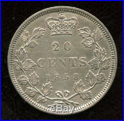 1858 Province of Canada Twenty Cents Silver Coin