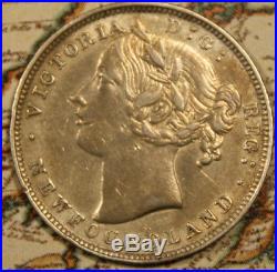 1865 NEWFOUNDLAND CANADA SILVER 20 CENT COIN lot nf899 BEAUT GRADE