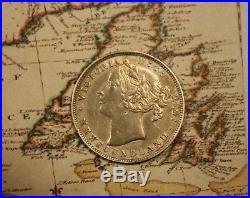 1865 NEWFOUNDLAND CANADA SILVER 20 CENT COIN lot nf899 BEAUT GRADE