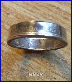 1867-1967 CANADA. 800 SILVER CENTENNIAL LYNX COIN RING Size 10 or up to 11 or 12