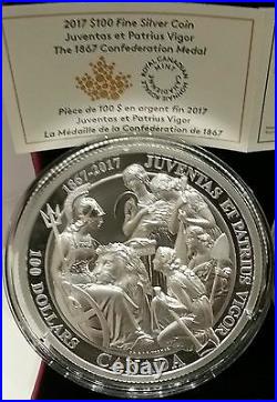 1867-2017 $100 10OZ SilverCoin CanadaConfederation Medals Juventas Patrius Vigor