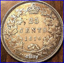 1870 Canada Silver 25 Cents Coin Silver Quarter