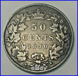 1870 LCW Canada Silver 50 Cents Coin VF