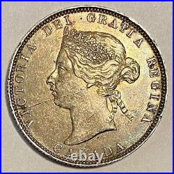 1871 H Canada 25 Cents Quarter Dollar Silver Coin Queen Victoria Obverse # 2