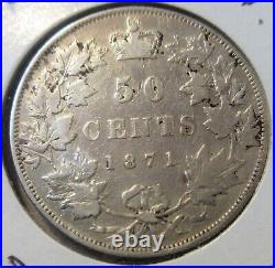 1871 H Canada SILVER Half Dollar Fifty Cents BETTER GRADE Coin 50 Cents 50c (JT)