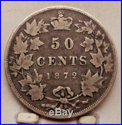 1872-H Canada Silver 50 Cents Coin Inv. A/V RARE
