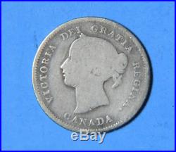 1875 H 5/5 Small Date Canada Victoria Silver 5 Cents Coin Key Date