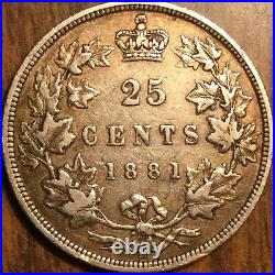 1881 H Canada Silver 25 Cents Coin