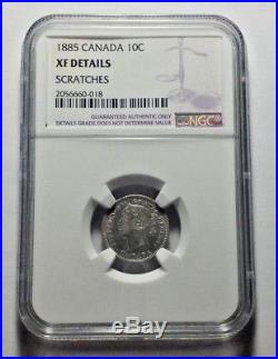 1885 Canada Silver 10 Cents Coin NGC XF Details KEY DATE
