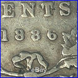 1886/7 LBE Canada Silver 25 Cents Coin RARE OVERDATE