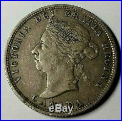 1886/7 LBE Canada Silver 25 Cents Coin VF/XF RARE