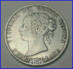 1888 Newfoundland Silver 50 Cents Coin VF