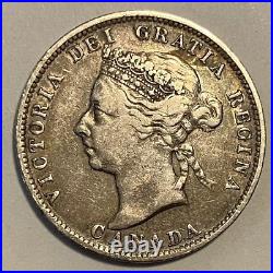 1892 Canada 25 Cents Quarter Dollar Silver Coin Queen Victoria