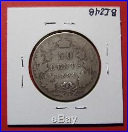 1894 Canada Silver Half Dollar 50 Cent Coin BI248 $300 Scarce Date