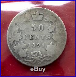1894 Canada Silver Half Dollar 50 Cent Coin ICCS Fair Key Date