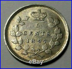 1897 8/8 Canada Silver 5 Cents Coin AU