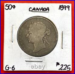 1899 Canada Silver Half Dollar 50 Cent Coin G/VG