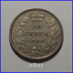 1899 Sm 9s 9/9 Canada Silver 10 Cents Coin RARE