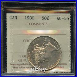 1900 Canada 50 Cents Silver Coin ICCS AU-55