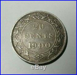 1900 Canada Newfoundland Silver 20 Cents Coin XF