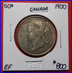 1900 Canada Silver Half Dollar 50 Cent Coin BI255 $800 EF