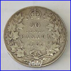 1902 Canada 50-cents 925 Silver Coin Uncertified Circulated