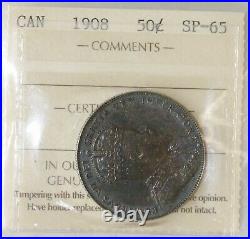 1908 Canada 50 Cents Silver Coin ICCS SP65. Very Rare