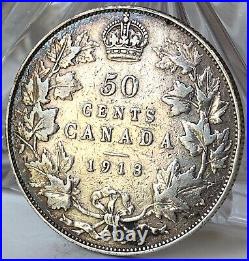 1913 Canada 50 Cents Silver Coin George V