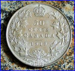 1919 Canada Silver 50 Cents Coin Half Dollar Ef Au Details
