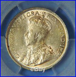 1921 Canada George V Silver 25 Cents Coin KEY DATE PCGS AU55 Almost Uncirculated