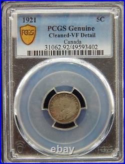 1921 Canada Silver 5 Cents PCGS VF Detail RARE DATE BT-140