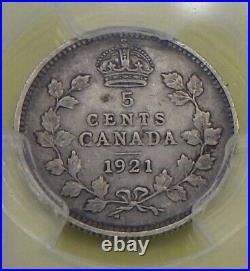 1921 Canada Silver 5 Cents PCGS VF Detail RARE DATE BT-140