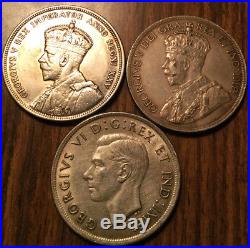 1935 1936 1937 Canada Silver Dollars Lot Of 3 Coins