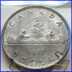 1935 Canada Silver Dollar Coin ICCS MS-65 Old 2 Letter Flip WOW