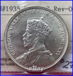 1935 Obv-003 Rev-003 Canada 1 Dollar Silver Coin One Dollar CO686 ICCS MS-65