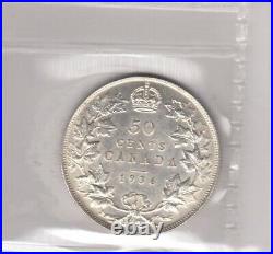 1936 Canada 50 Cents Silver Coin ICCS Graded EF-40
