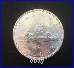 1936 Canada Silver Dollar High Grade MS (Mint State) Uncirculated Coin