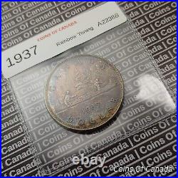 1937 Canada $1 Silver Dollar Coin Rainbow Toning #coinsofcanada