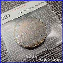 1937 Canada $1 Silver Dollar Coin Rainbow Toning #coinsofcanada
