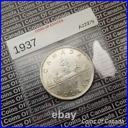 1937 Canada $1 Silver Dollar UNCIRCULATED Coin Frosty White! #coinsofcanada