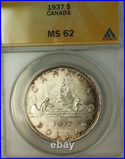 1937 Canada Silver $1 Dollar Coin King George VI ANACS MS-62