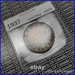 1937 Canada Silver Dollar Coin Uncirculated Nice Rainbow Toning #coinsofcanada