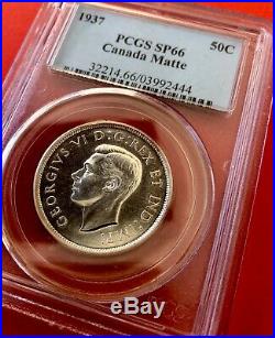 1937 Canada Silver Half Dollar 50 Cent Coin Matte Specimen PCGS SP-66