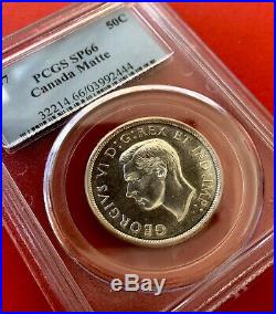 1937 Canada Silver Half Dollar 50 Cent Coin Matte Specimen PCGS SP-66
