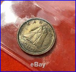 1937 Matte Canada 10 Cent Silver Coin Dime ICCS Specimen Gem SP-65 Pretty