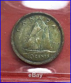 1937 Matte SPECIMEN Canada Silver 10 Cent Dime Coin ICCS SP 65 Nice Colour